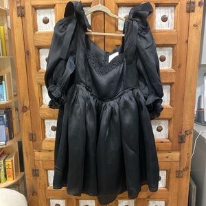 SOLD Selkie Black Silk Da Vinci Puff dress 3X